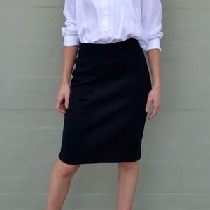 100% Merino Stretch Knit Ponte Skirt, black, EUC, size 8